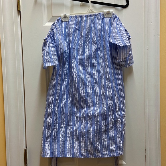 Nordstrom Blue/White Stripe Off the Shoulder Dress - Picture 2 of 6